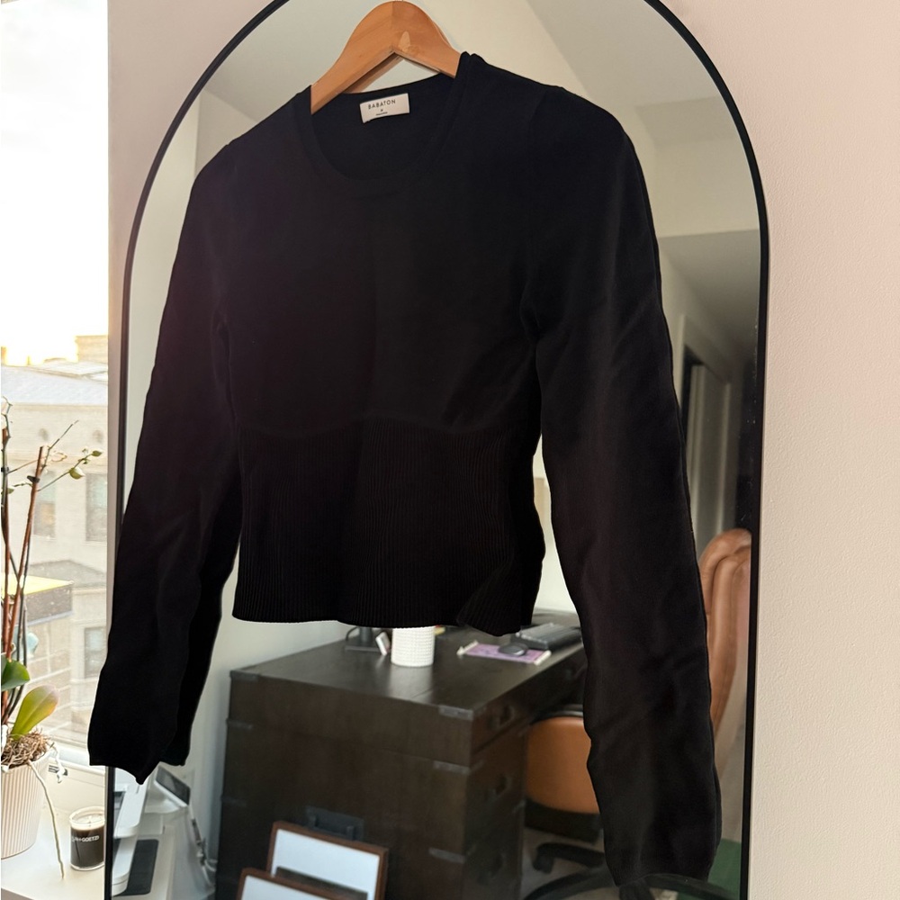 Babaton Sculpt Knit Empire Top in Black Size Medium